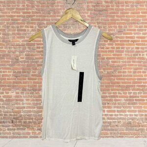NWT Banana Republic Shine Trim White Tank Top Small Metallic Holiday Layering